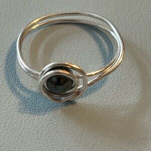 Silver toned wire wrapped ring